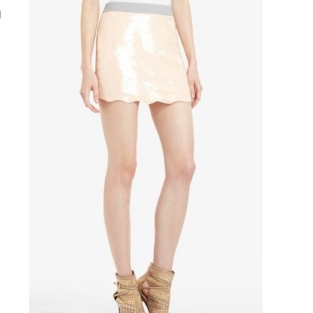 BCBG MAXAZRIA peach sequin mini skirt